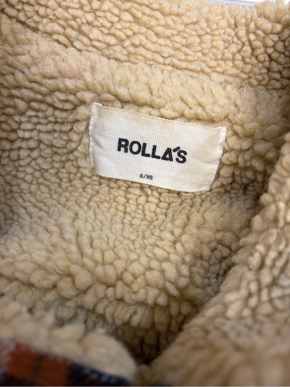 Free People × ROLLAS Check Sherpa Coat Chore Barn Jacket Wool Cozy - Picture 10 of 11